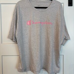 Champion Heather Gray Tee with Pink Accent Side Slits